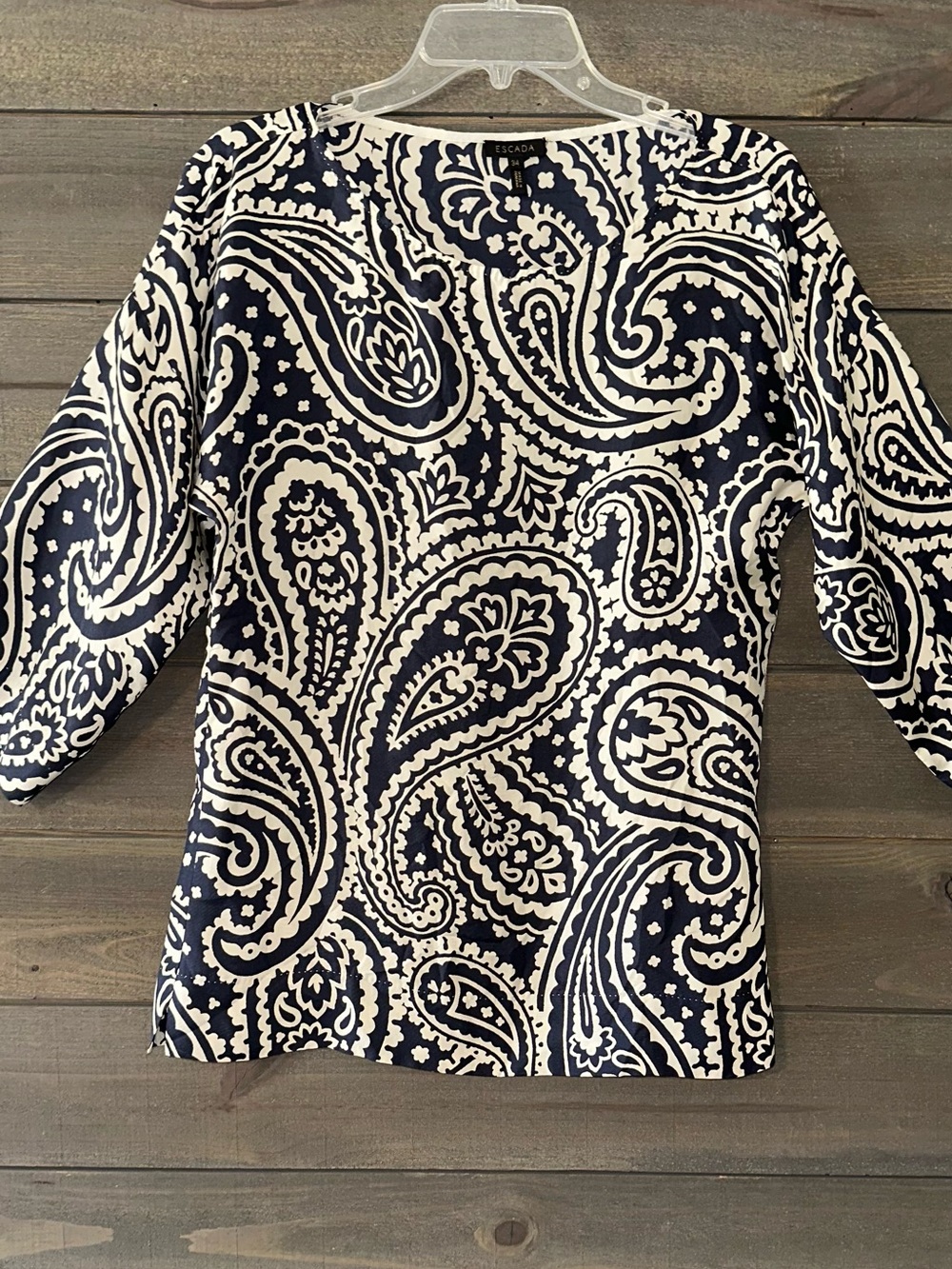 Escada Navy & White Floral-Print Top